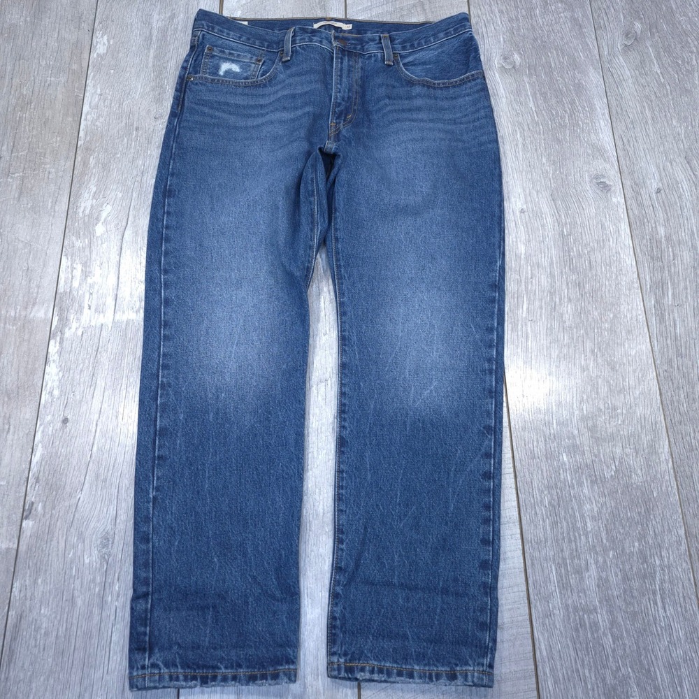 Levi's Middy Straight Jeans Women 32 Blue Premium Denim Mid Rise Distressed
